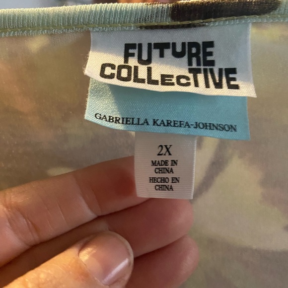 Future Collective green leaf ruched dress NWOT - Picture 4 of 5